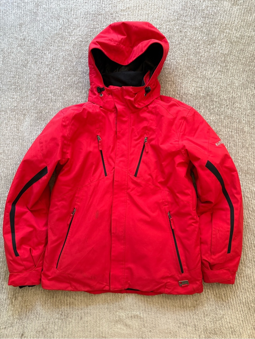 Karbon Men’s Red Insulated Ski Snowboard Jacket Hooded Size Small